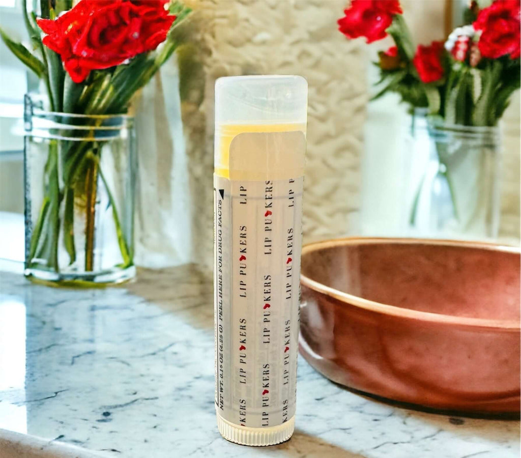 SPF 15 broad spectrum hydrating lip balm with vanilla mint flavor and organic sunscreen protection